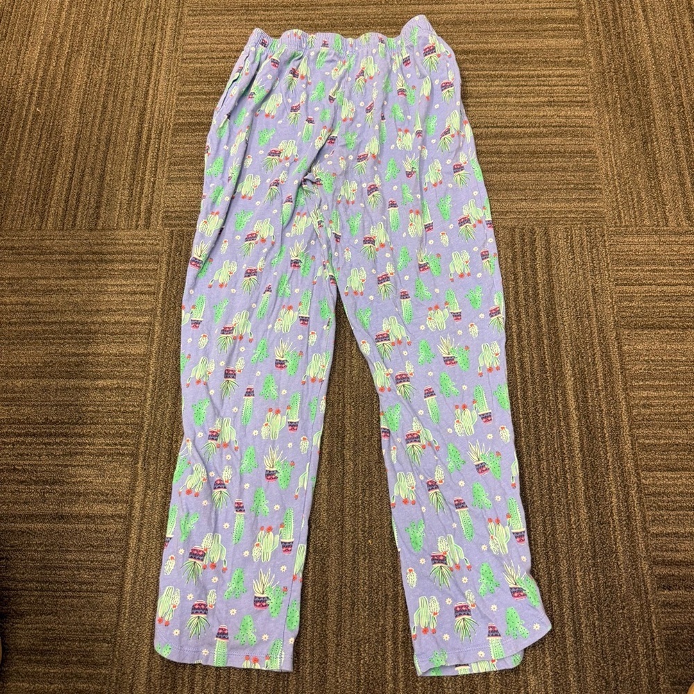 Cuddl Duds Womens Pajama Bottoms in Lavender with Fun Cactus Succulent Print - Picture 7 of 7